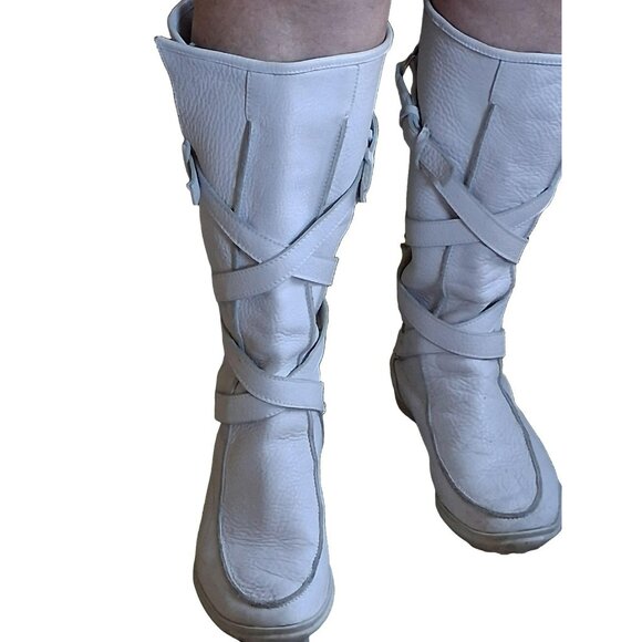 Puma Womens White Leather With Adjustable Cross Straps Nuala Tall Boots Size 40 - Picture 1 of 4